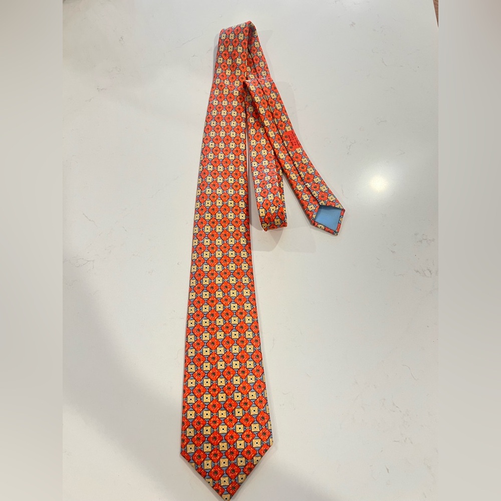 Hermes scarf orange yellow and blue